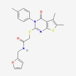 molecular formula C22H21N3O3S2 B3520349 2-{[5,6-dimethyl-3-(4-methylphenyl)-4-oxo-3,4-dihydrothieno[2,3-d]pyrimidin-2-yl]thio}-N-(2-furylmethyl)acetamide 