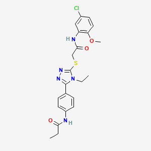 molecular formula C22H24ClN5O3S B3520361 N-[4-[5-[2-(5-chloro-2-methoxyanilino)-2-oxoethyl]sulfanyl-4-ethyl-1,2,4-triazol-3-yl]phenyl]propanamide 