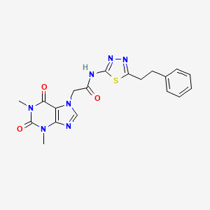 2-(1,3-dimethyl-2,6-dioxo-1,2,3,6-tetrahydro-7H-purin-7-yl)-N-[5-(2-phenylethyl)-1,3,4-thiadiazol-2-yl]acetamide