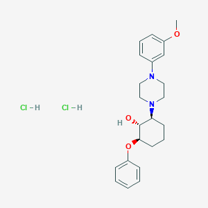 molecular formula C23H32Cl2N2O3 B035204 Cyclohexanol, 2-(4-(3-methoxyphenyl)-1-piperazinyl)-6-phenoxy-, dihydrochloride, (1-alpha,2-beta,6-beta)- CAS No. 108661-81-0