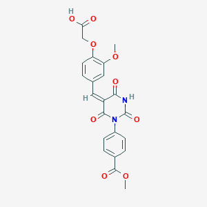 2-[2-methoxy-4-[(E)-[1-(4-methoxycarbonylphenyl)-2,4,6-trioxo-1,3-diazinan-5-ylidene]methyl]phenoxy]acetic acid