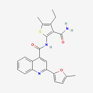 N-(3-carbamoyl-4-ethyl-5-methylthiophen-2-yl)-2-(5-methylfuran-2-yl)quinoline-4-carboxamide