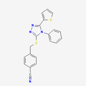 molecular formula C20H14N4S2 B3520551 4-({[4-phenyl-5-(thiophen-2-yl)-4H-1,2,4-triazol-3-yl]sulfanyl}methyl)benzonitrile 