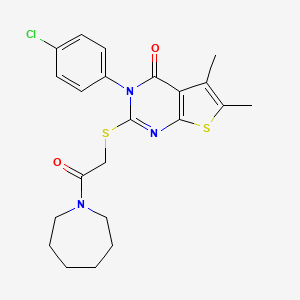 molecular formula C22H24ClN3O2S2 B3520558 2-{[2-(1-azepanyl)-2-oxoethyl]thio}-3-(4-chlorophenyl)-5,6-dimethylthieno[2,3-d]pyrimidin-4(3H)-one 