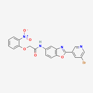 molecular formula C20H13BrN4O5 B3520602 N-[2-(5-bromopyridin-3-yl)-1,3-benzoxazol-5-yl]-2-(2-nitrophenoxy)acetamide 