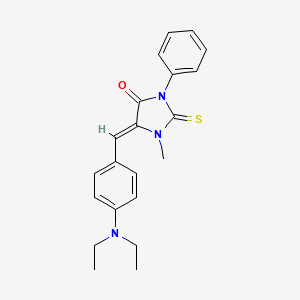 molecular formula C21H23N3OS B3520613 5-[4-(diethylamino)benzylidene]-1-methyl-3-phenyl-2-thioxo-4-imidazolidinone 