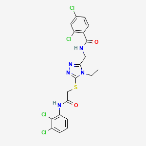 molecular formula C20H17Cl4N5O2S B3520772 2,4-dichloro-N-{[5-({2-[(2,3-dichlorophenyl)amino]-2-oxoethyl}sulfanyl)-4-ethyl-4H-1,2,4-triazol-3-yl]methyl}benzamide 