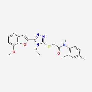 molecular formula C23H24N4O3S B3520780 N-(2,4-dimethylphenyl)-2-{[4-ethyl-5-(7-methoxy-1-benzofuran-2-yl)-4H-1,2,4-triazol-3-yl]sulfanyl}acetamide 