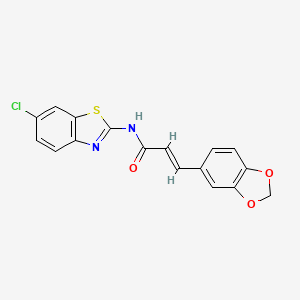 molecular formula C17H11ClN2O3S B3520796 (E)-3-(benzo[d][1,3]dioxol-5-yl)-N-(6-chlorobenzo[d]thiazol-2-yl)acrylamide 