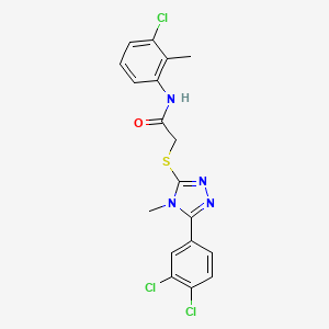 molecular formula C18H15Cl3N4OS B3520821 N-(3-chloro-2-methylphenyl)-2-{[5-(3,4-dichlorophenyl)-4-methyl-4H-1,2,4-triazol-3-yl]sulfanyl}acetamide 