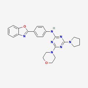 molecular formula C24H25N7O2 B3520890 N-[4-(1,3-benzoxazol-2-yl)phenyl]-4-(4-morpholinyl)-6-(1-pyrrolidinyl)-1,3,5-triazin-2-amine 