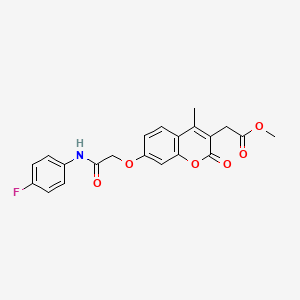 molecular formula C21H18FNO6 B3520936 METHYL 2-(7-{[(4-FLUOROPHENYL)CARBAMOYL]METHOXY}-4-METHYL-2-OXO-2H-CHROMEN-3-YL)ACETATE 