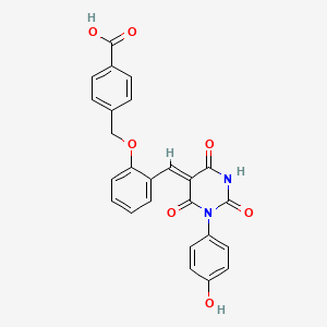 4-[(2-{[1-(4-hydroxyphenyl)-2,4,6-trioxotetrahydro-5(2H)-pyrimidinylidene]methyl}phenoxy)methyl]benzoic acid