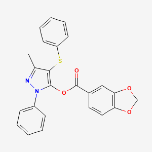 (5-methyl-2-phenyl-4-phenylsulfanylpyrazol-3-yl) 1,3-benzodioxole-5-carboxylate