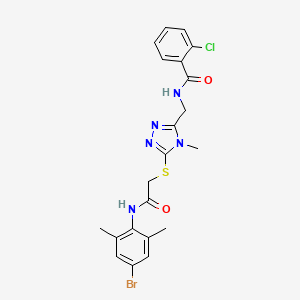 molecular formula C21H21BrClN5O2S B3521052 N-{[5-({2-[(4-bromo-2,6-dimethylphenyl)amino]-2-oxoethyl}sulfanyl)-4-methyl-4H-1,2,4-triazol-3-yl]methyl}-2-chlorobenzamide 