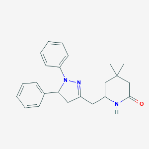 molecular formula C23H27N3O B035211 6-((4,5-Dihydro-1,5-diphenyl-1H-pyrazol-3-yl)methyl)-4,4-dimethyl-2-piperidinone CAS No. 107451-99-0