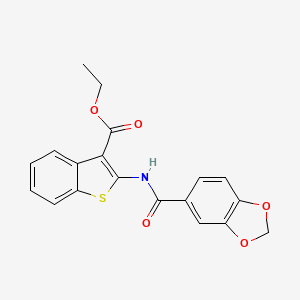 molecular formula C19H15NO5S B3521142 ethyl 2-[(1,3-benzodioxol-5-ylcarbonyl)amino]-1-benzothiophene-3-carboxylate 