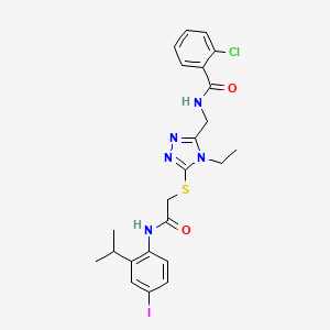 molecular formula C23H25ClIN5O2S B3521181 2-chloro-N-({4-ethyl-5-[(2-{[4-iodo-2-(propan-2-yl)phenyl]amino}-2-oxoethyl)sulfanyl]-4H-1,2,4-triazol-3-yl}methyl)benzamide 