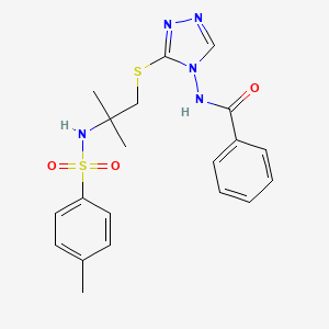 molecular formula C20H23N5O3S2 B3521283 N-[3-[2-methyl-2-[(4-methylphenyl)sulfonylamino]propyl]sulfanyl-1,2,4-triazol-4-yl]benzamide 