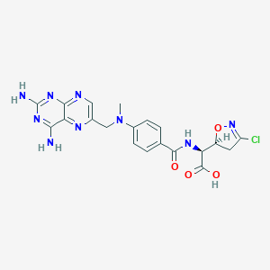 molecular formula C20H20ClN9O4 B035213 (N-(4-Amino-4-deoxy-N(10)-methylpteroyl)amino)-3-chloro-4,5-dihydro-5-isoxazoleacetic acid CAS No. 108743-20-0