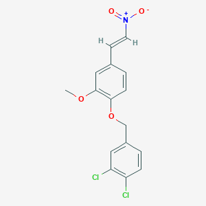 molecular formula C16H13Cl2NO4 B3521383 1,2-dichloro-4-{[2-methoxy-4-(2-nitrovinyl)phenoxy]methyl}benzene 