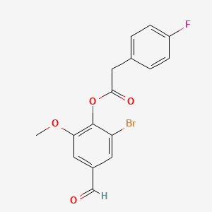 molecular formula C16H12BrFO4 B3521419 (2-Bromo-4-formyl-6-methoxyphenyl) 2-(4-fluorophenyl)acetate 