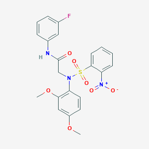 molecular formula C22H20FN3O7S B3521425 N~2~-(2,4-dimethoxyphenyl)-N-(3-fluorophenyl)-N~2~-[(2-nitrophenyl)sulfonyl]glycinamide 