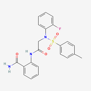 molecular formula C22H20FN3O4S B3521473 2-({N-(2-fluorophenyl)-N-[(4-methylphenyl)sulfonyl]glycyl}amino)benzamide 