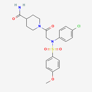 molecular formula C21H24ClN3O5S B3521478 1-{N-(4-chlorophenyl)-N-[(4-methoxyphenyl)sulfonyl]glycyl}-4-piperidinecarboxamide 