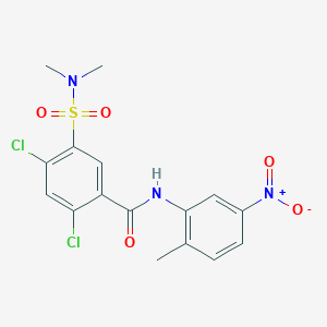 molecular formula C16H15Cl2N3O5S B3521487 2,4-dichloro-5-(dimethylsulfamoyl)-N-(2-methyl-5-nitrophenyl)benzamide 