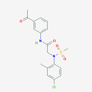 molecular formula C18H19ClN2O4S B3521504 N-(3-acetylphenyl)-2-(4-chloro-2-methyl-N-methylsulfonylanilino)acetamide 