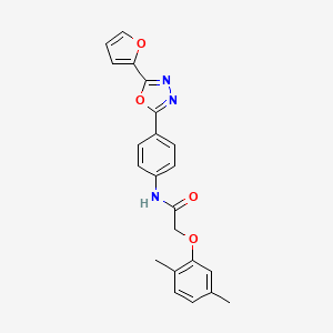 molecular formula C22H19N3O4 B3521582 2-(2,5-dimethylphenoxy)-N-{4-[5-(2-furyl)-1,3,4-oxadiazol-2-yl]phenyl}acetamide 