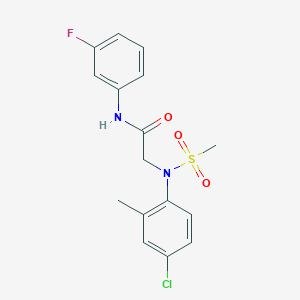 molecular formula C16H16ClFN2O3S B3521587 N~2~-(4-chloro-2-methylphenyl)-N~1~-(3-fluorophenyl)-N~2~-(methylsulfonyl)glycinamide 