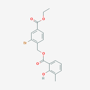 molecular formula C18H17BrO5 B3521650 2-bromo-4-(ethoxycarbonyl)benzyl 2-hydroxy-3-methylbenzoate 