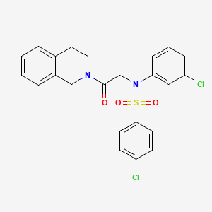 molecular formula C23H20Cl2N2O3S B3521813 4-chloro-N-(3-chlorophenyl)-N-[2-(3,4-dihydroisoquinolin-2(1H)-yl)-2-oxoethyl]benzenesulfonamide 