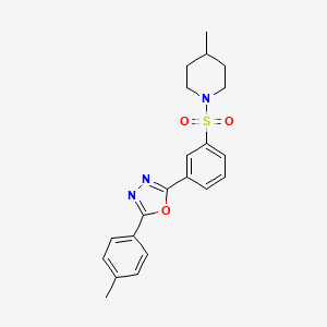 2-(4-Methylphenyl)-5-[3-(4-methylpiperidin-1-yl)sulfonylphenyl]-1,3,4-oxadiazole