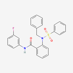 molecular formula C26H21FN2O3S B3521866 2-[benzyl(phenylsulfonyl)amino]-N-(3-fluorophenyl)benzamide 