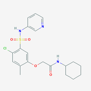 molecular formula C20H24ClN3O4S B3521875 2-[4-chloro-2-methyl-5-(pyridin-3-ylsulfamoyl)phenoxy]-N-cyclohexylacetamide 