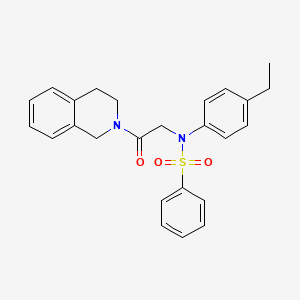 molecular formula C25H26N2O3S B3521902 N-[2-(3,4-dihydro-1H-isoquinolin-2-yl)-2-oxoethyl]-N-(4-ethylphenyl)benzenesulfonamide 