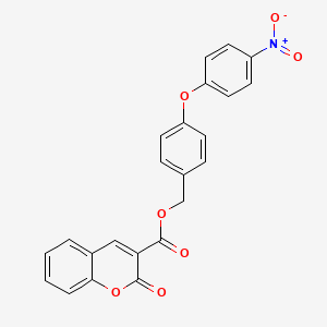 molecular formula C23H15NO7 B3521917 4-(4-nitrophenoxy)benzyl 2-oxo-2H-chromene-3-carboxylate 