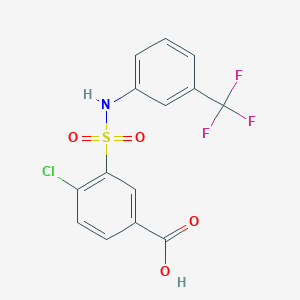 molecular formula C14H9ClF3NO4S B3522183 4-Chloro-3-[[3-(trifluoromethyl)phenyl]sulfamoyl]benzoic acid 