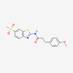 molecular formula C18H18N2O4S2 B3522276 N-(6-METHANESULFONYL-13-BENZOTHIAZOL-2-YL)-3-(4-METHOXYPHENYL)PROPANAMIDE 