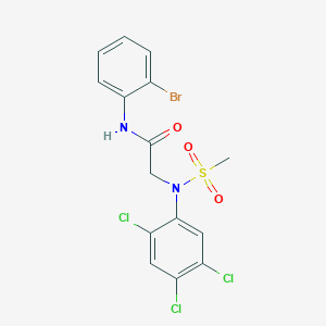 molecular formula C15H12BrCl3N2O3S B3522422 N~1~-(2-bromophenyl)-N~2~-(methylsulfonyl)-N~2~-(2,4,5-trichlorophenyl)glycinamide 