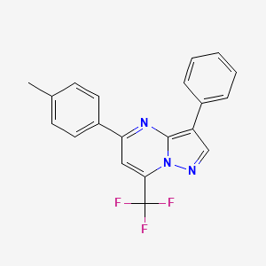 molecular formula C20H14F3N3 B3522543 5-(4-methylphenyl)-3-phenyl-7-(trifluoromethyl)pyrazolo[1,5-a]pyrimidine 