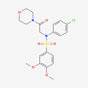 molecular formula C20H23ClN2O6S B3522545 N-(4-chlorophenyl)-3,4-dimethoxy-N-[2-(4-morpholinyl)-2-oxoethyl]benzenesulfonamide 