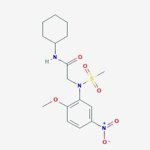 molecular formula C16H23N3O6S B3522591 N~1~-cyclohexyl-N~2~-(2-methoxy-5-nitrophenyl)-N~2~-(methylsulfonyl)glycinamide 