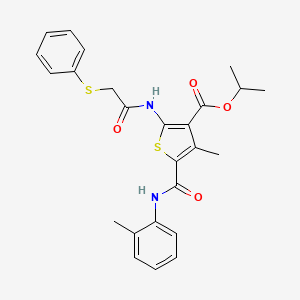 molecular formula C25H26N2O4S2 B3522632 isopropyl 4-methyl-5-{[(2-methylphenyl)amino]carbonyl}-2-{[(phenylthio)acetyl]amino}-3-thiophenecarboxylate 