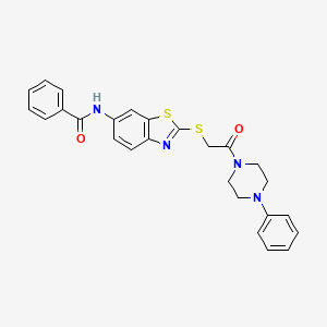 molecular formula C26H24N4O2S2 B3522682 N-(2-{[2-oxo-2-(4-phenyl-1-piperazinyl)ethyl]thio}-1,3-benzothiazol-6-yl)benzamide 