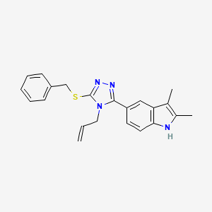 molecular formula C22H22N4S B3522713 5-(5-benzylsulfanyl-4-prop-2-enyl-1,2,4-triazol-3-yl)-2,3-dimethyl-1H-indole 