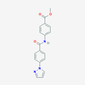 molecular formula C18H15N3O3 B352278 Methyl 4-[(4-pyrazol-1-ylbenzoyl)amino]benzoate CAS No. 956790-68-4